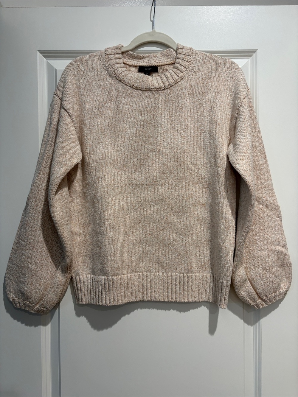 J. Crew Tan Cream Crewneck Classic Basic Sweater size medium